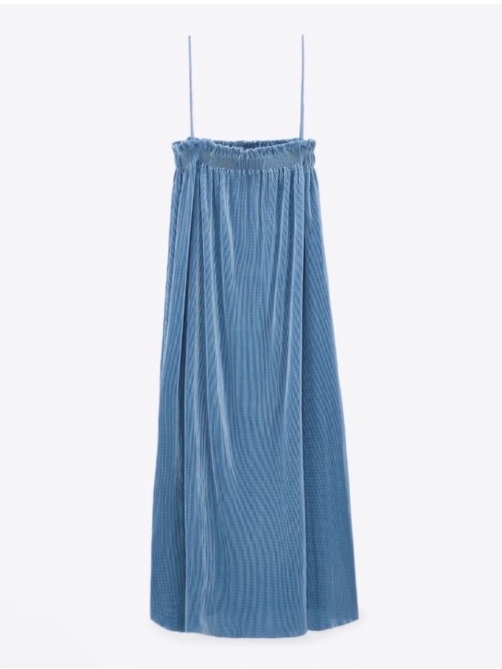 Zara Powder Blue Plisse Pleated Midi Dress
